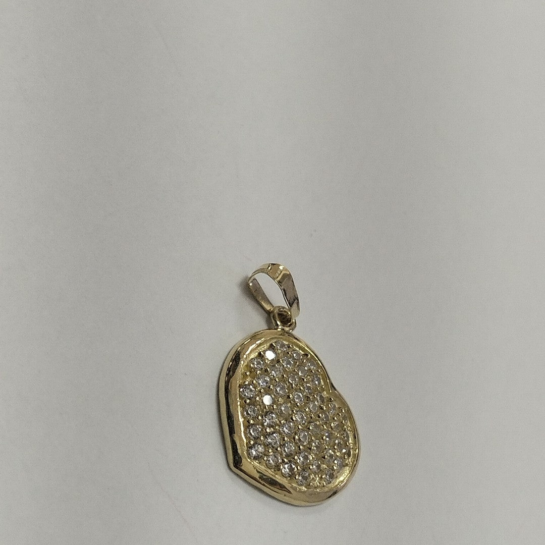 DIJE TEJIDO CORAZON CON CIRCONIAS 14K 1.7 GR (NUEVO)