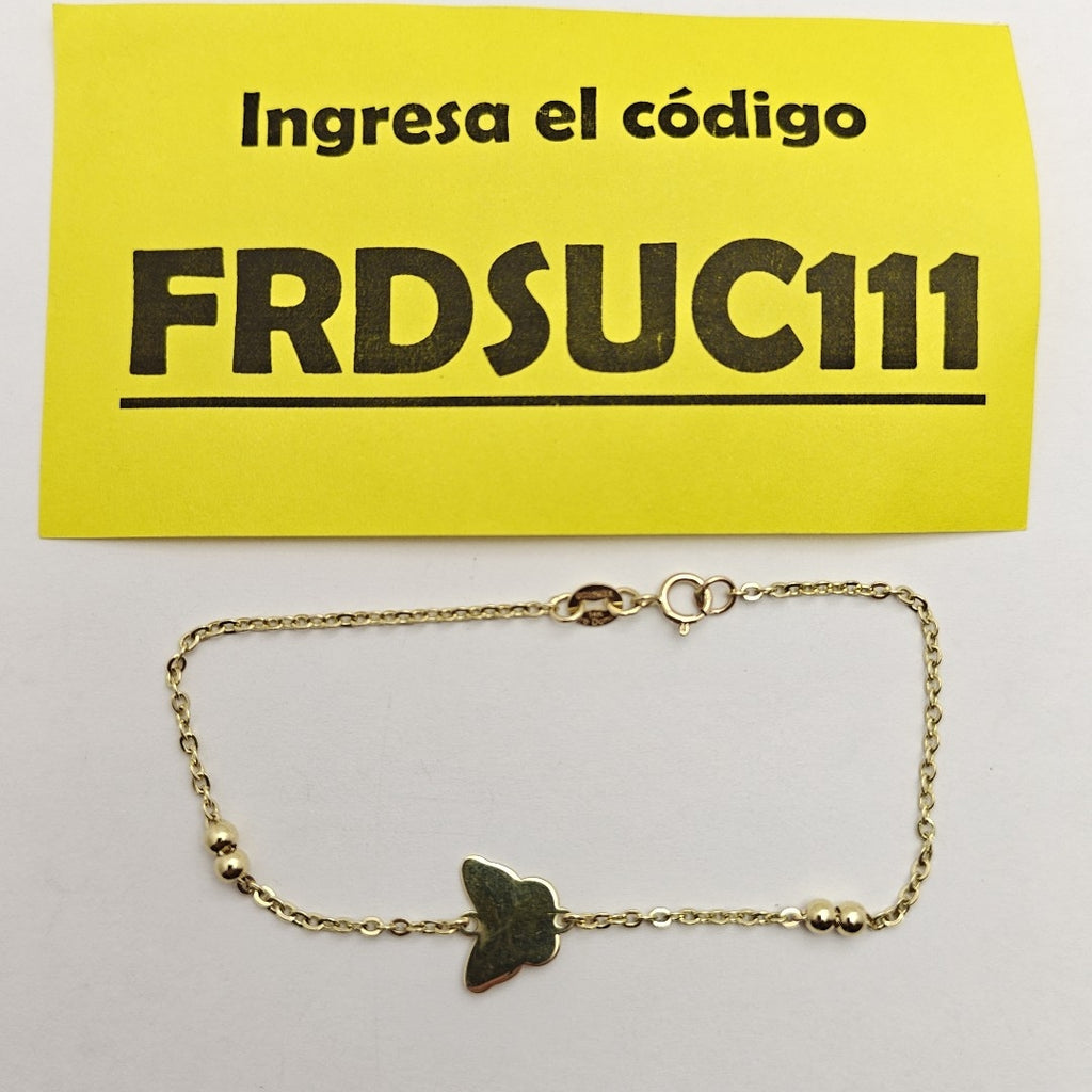 PULSERA TEJIDO ESPECIAL MARIPOSA CON ESMALTE 14K 18 CM 1.8 GR (NUEVO)