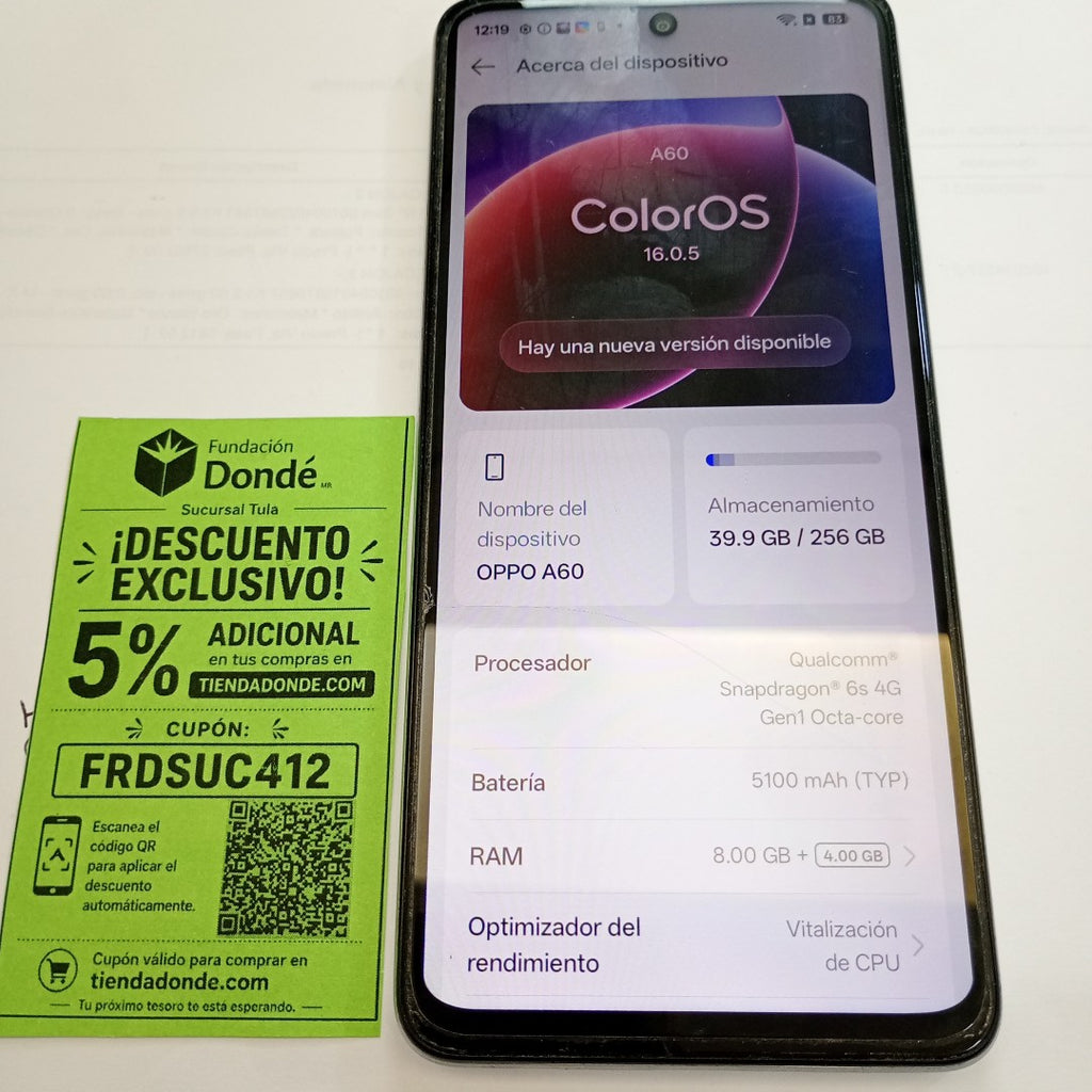 CELULAR OPPO A60 CPH3669 256 GB 8 GB RAM (SEMINUEVO)