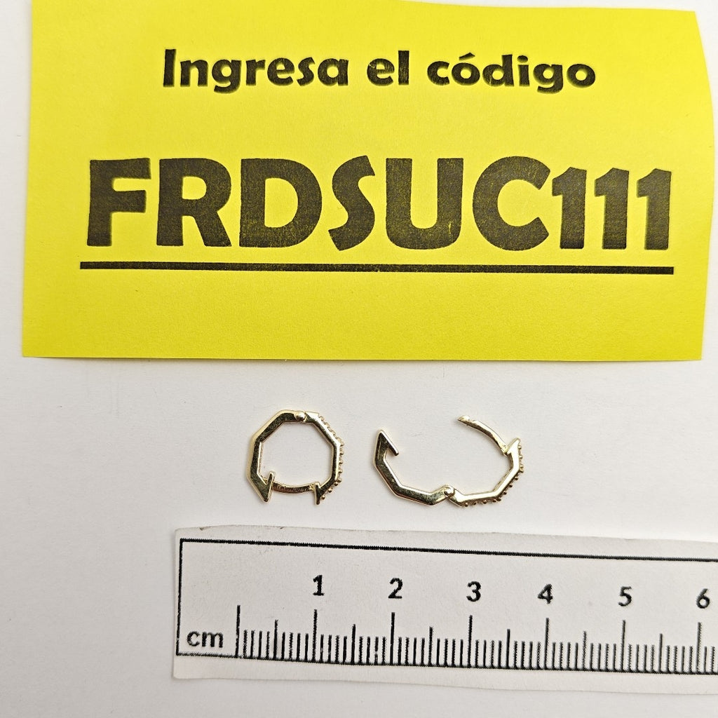 ARETES HUGIES C CIRCONIAS 14K 1.5 GR (NUEVO)