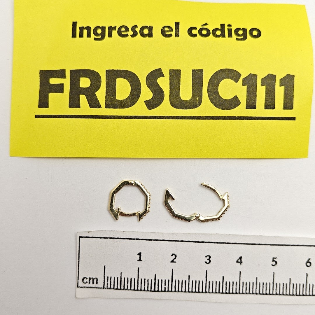 ARETES HUGIES C CIRCONIAS 14K 1.5 GR (NUEVO)
