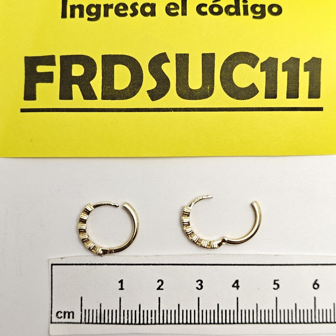 ARETES ARRACADA C CIRCONIAS 14K 2 GR (NUEVO)