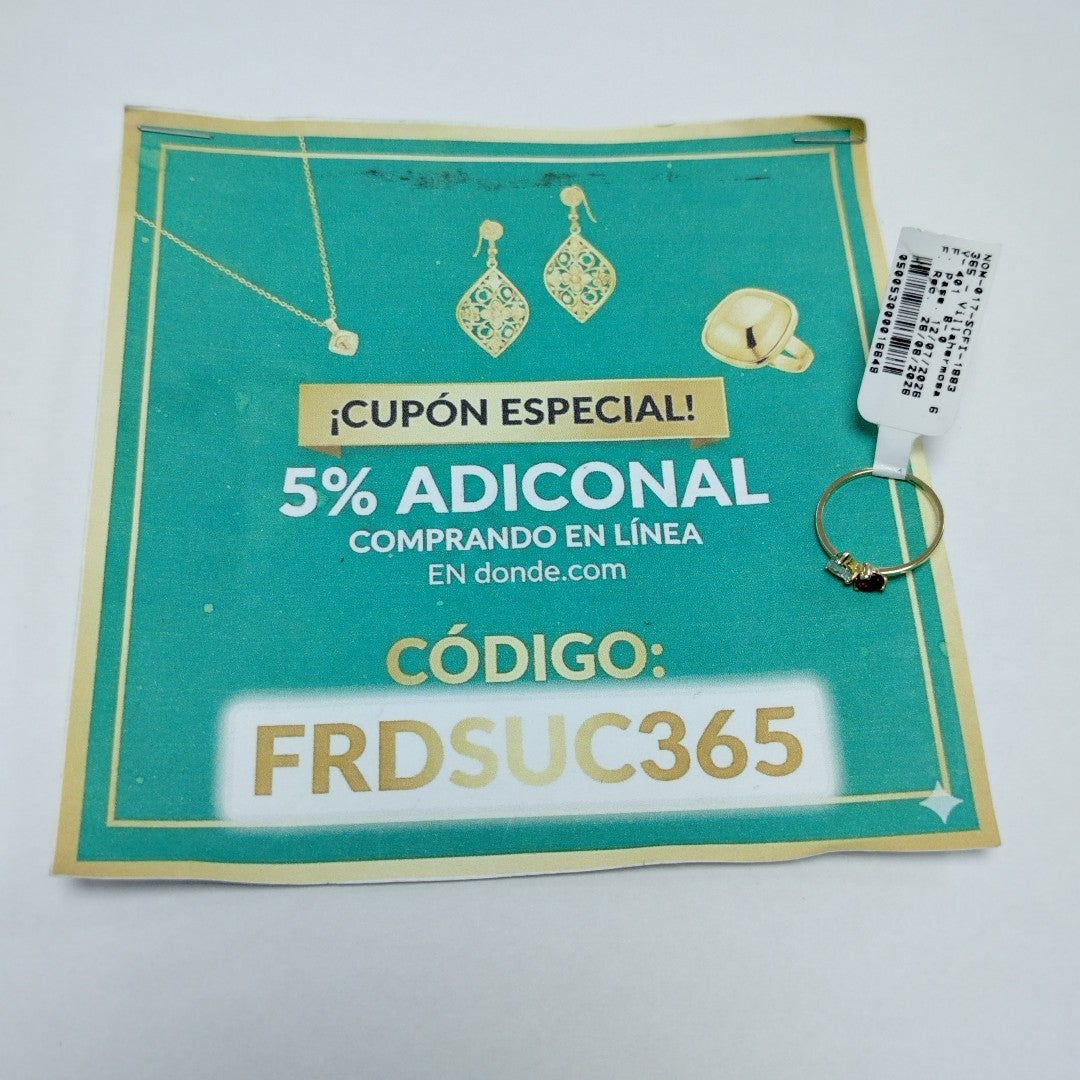 ANILLOS CON CIRCONIA T PIEDRA DE COLOR 14K TALLA 7 1.1 GR (NUEVO)