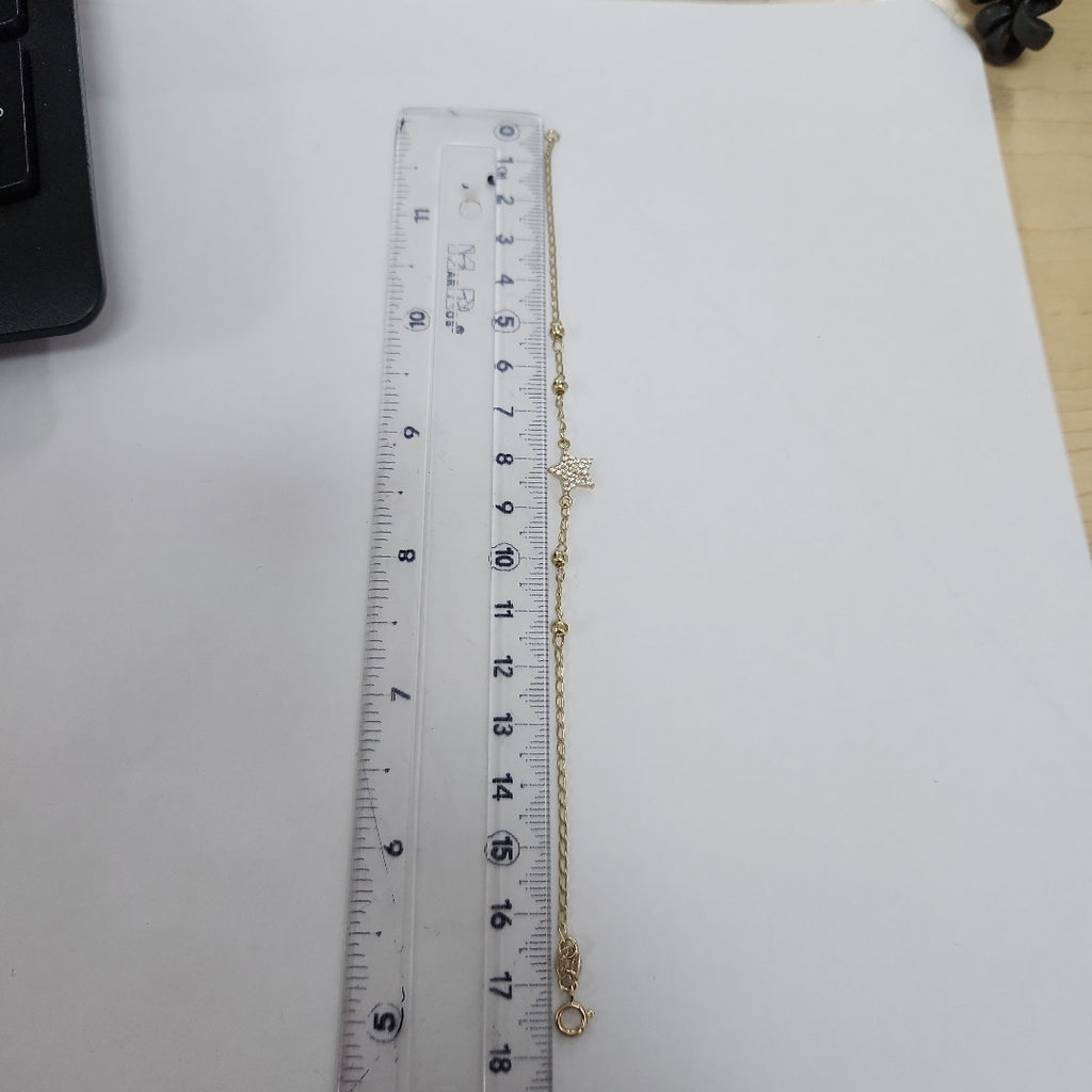 PULSERA ESPECIAL CON ESTRELLA Y CIRCONIAS 14K 18 CM 1.5 GR (NUEVO)