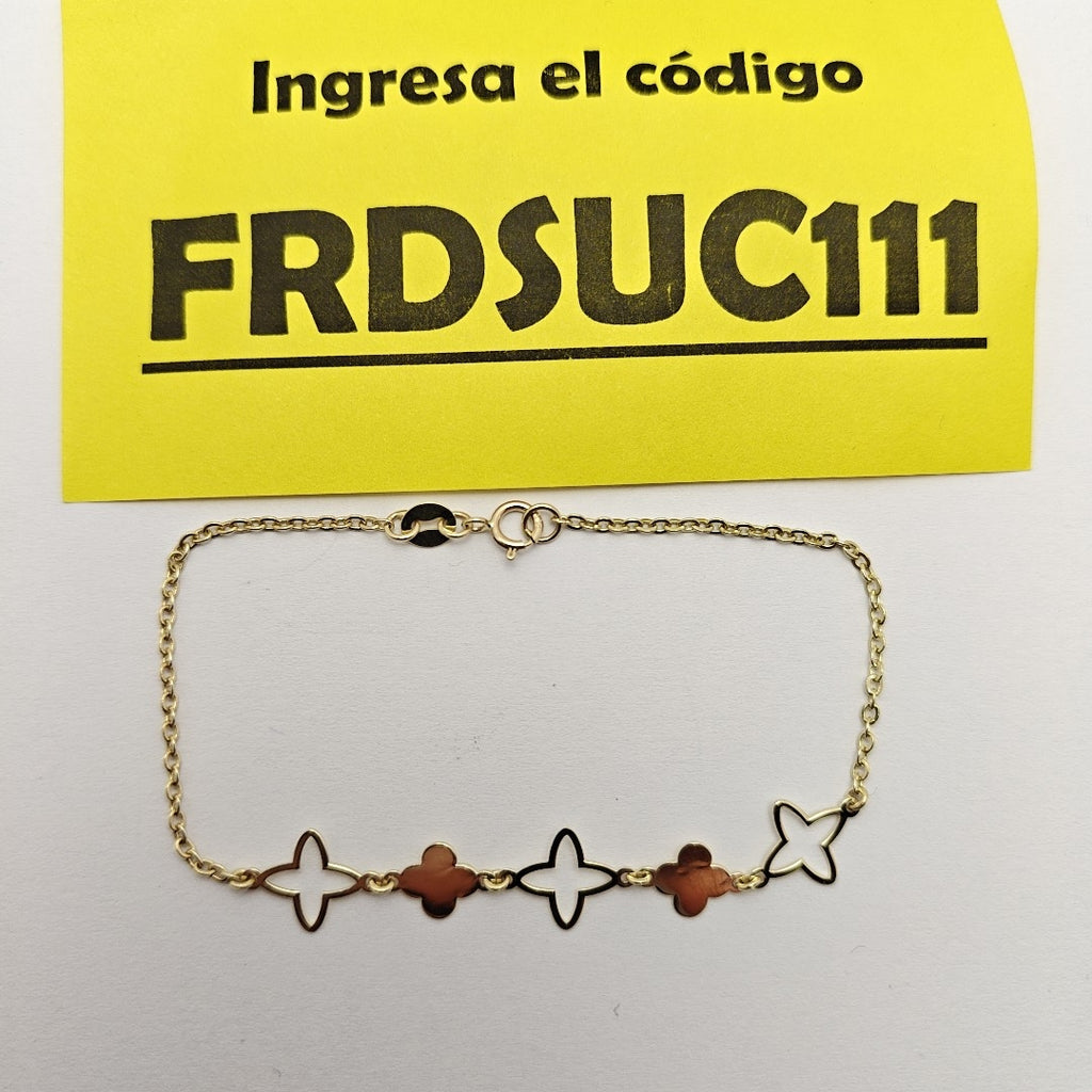 PULSERA TEJIDO ESP CON TREBOL 14K 18 CM 1.6 GR (NUEVO)