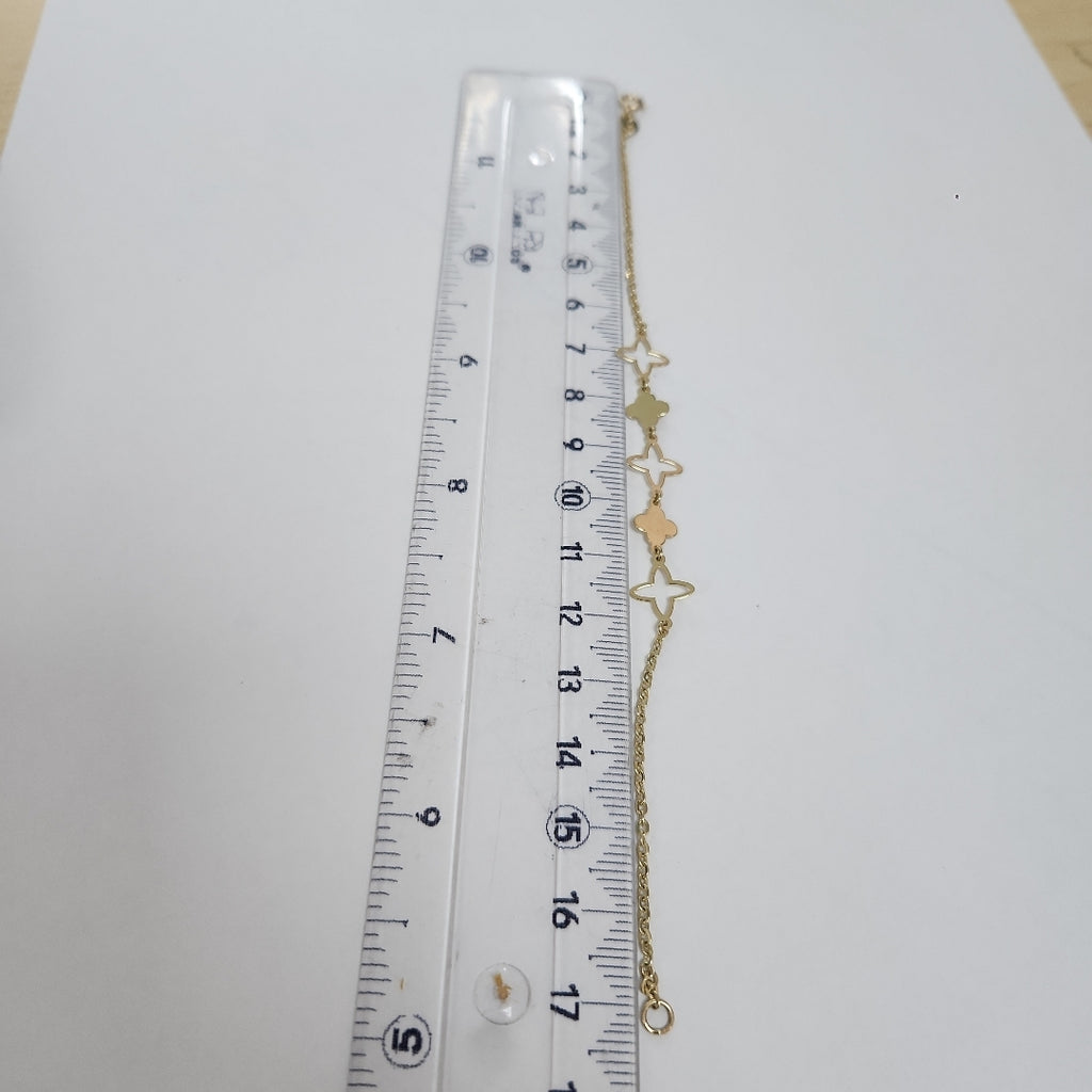PULSERA TEJIDO ESP CON TREBOL 14K 18 CM 1.6 GR (NUEVO)