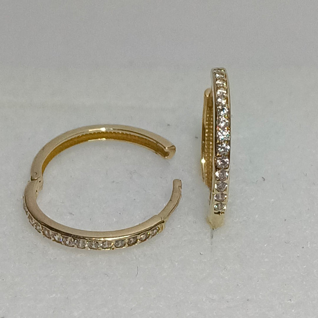ARETES ARRACADAS C CIRCONIAS 14K 2 GR (NUEVO)