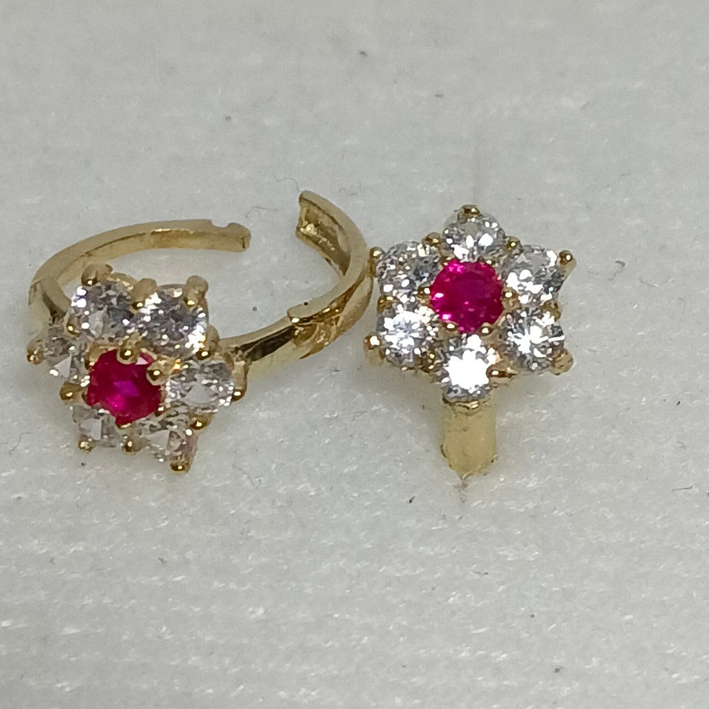 ARETES HUGGIES CON CIRCONIAS Y PIEDRA DE COLOR 14K 1.8 GR (NUEVO)