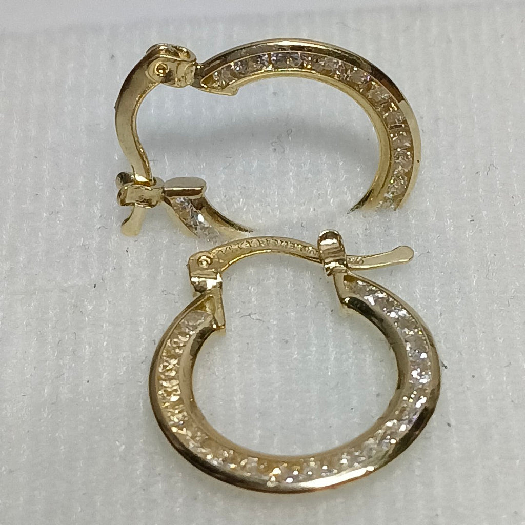 ARETES ARRACADAS CON CIRCONIAS 14K 2.4 GR (NUEVO)