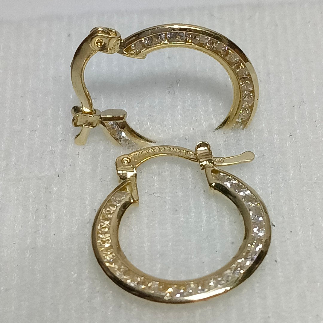 ARETES ARRACADAS CON CIRCONIAS 14K 2.4 GR (NUEVO)