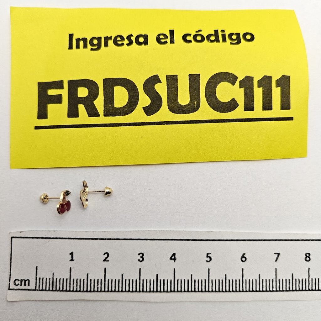 BROQUELES BROQUE FIG CEREZA C ESMALTE 14K 0.2203 GR (NUEVO)