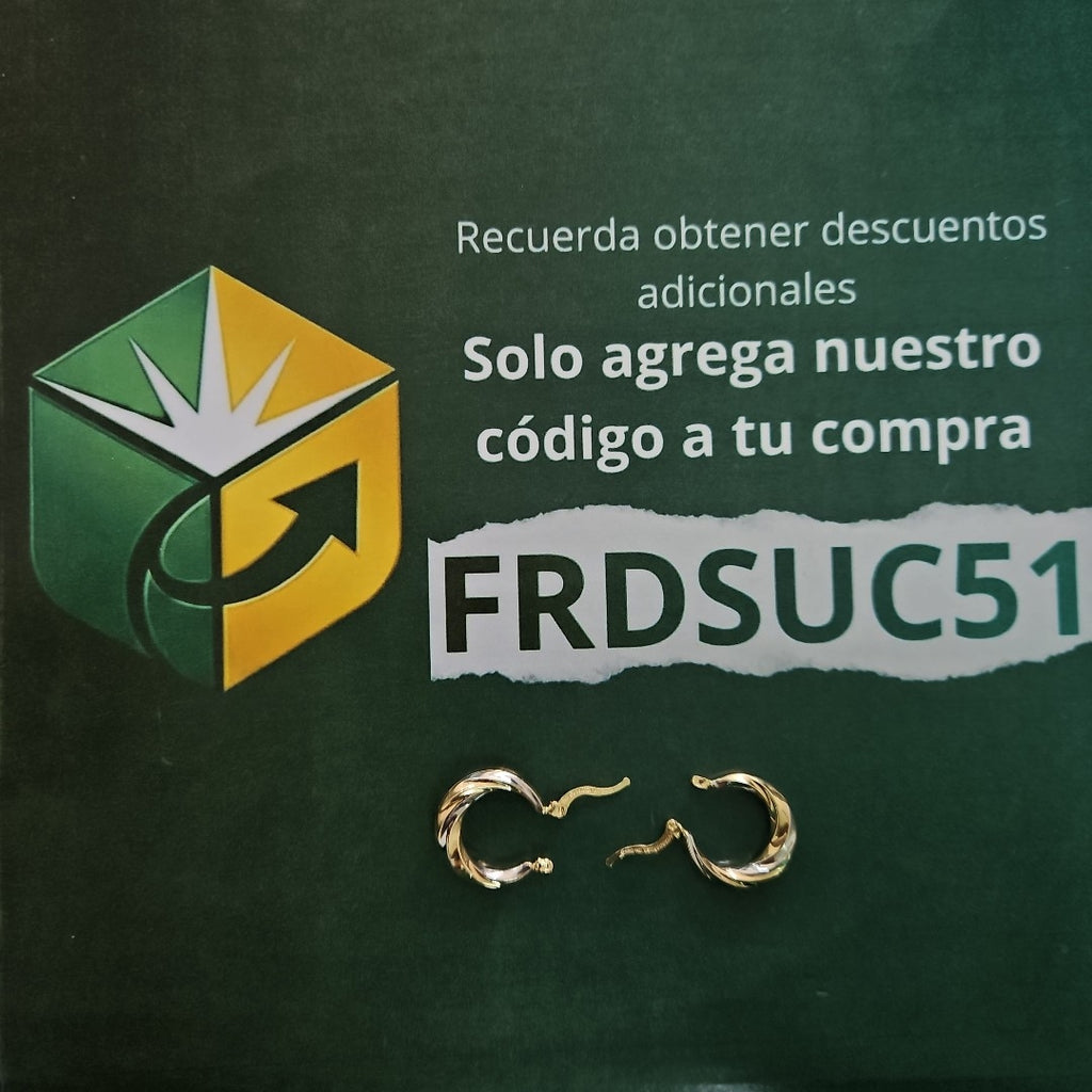 ARETES TEJIDO ARRACADA TRENZADA COMBINADA 14K 1.9 GR (NUEVO)