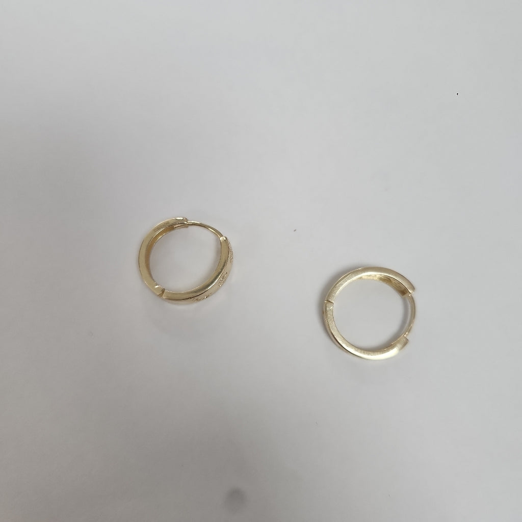 ARETES TEJIDO HUGGIES CON CIRCONIAS 14K 3 GR (NUEVO)