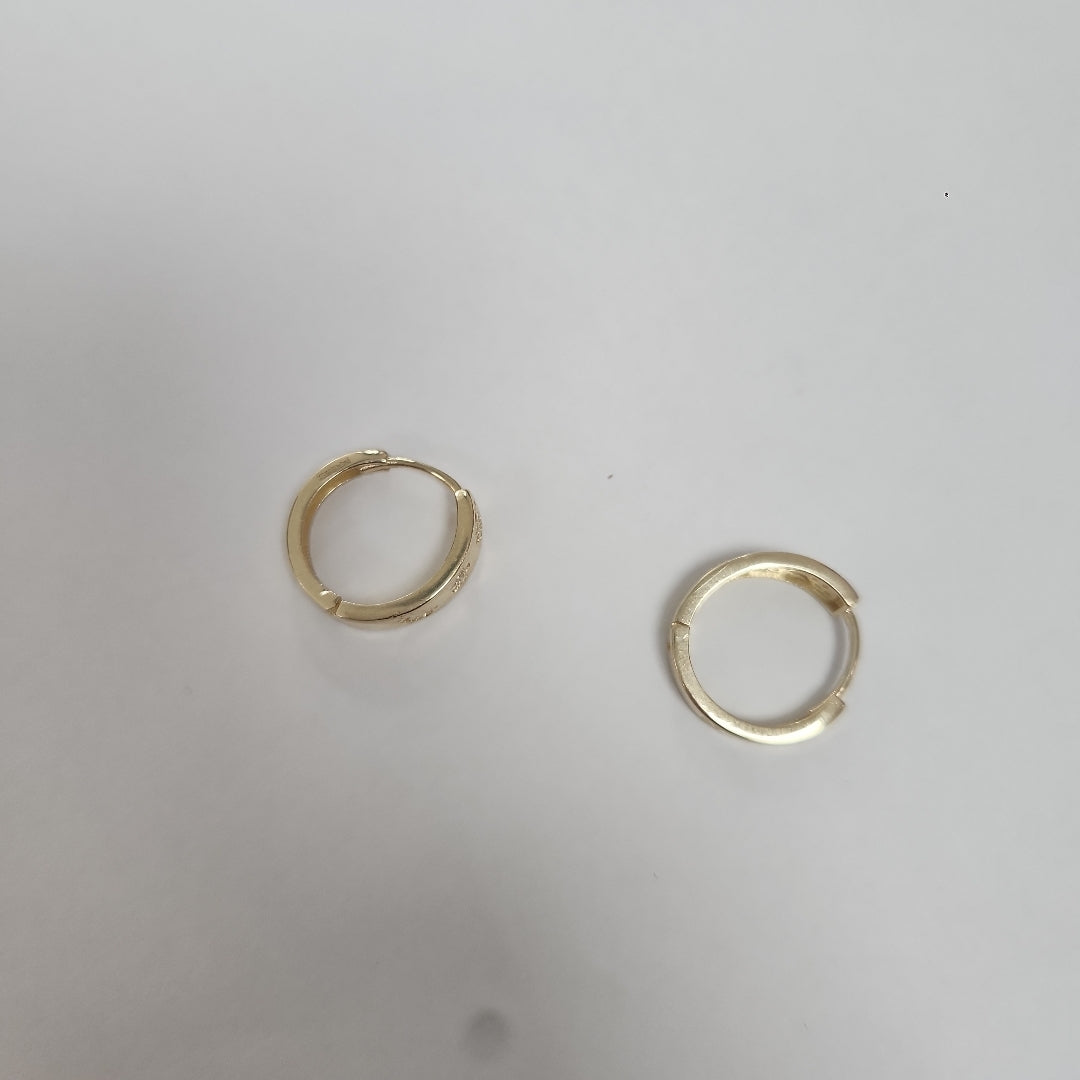 ARETES TEJIDO HUGGIES CON CIRCONIAS 14K 3 GR (NUEVO)
