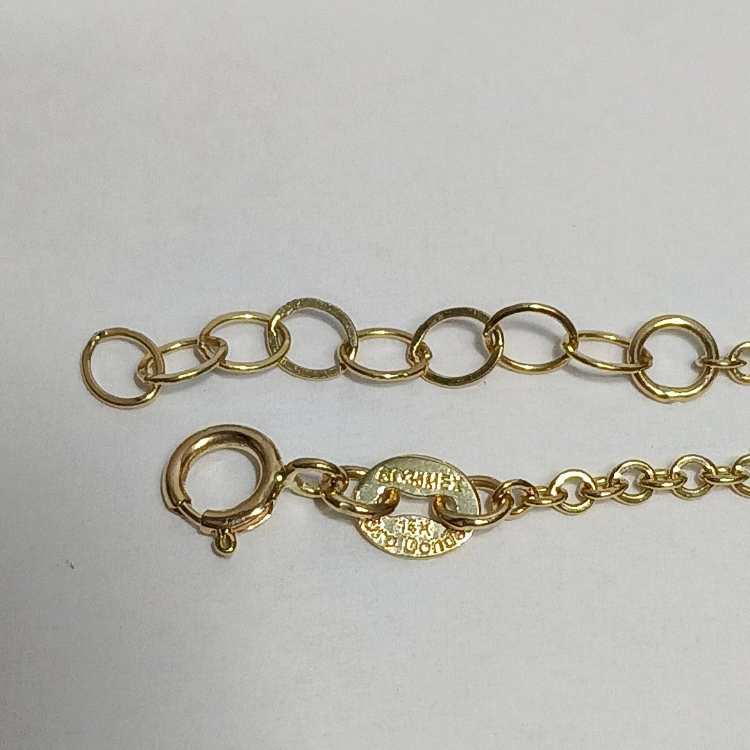 PULSERA ESPECIAL CON CORAZONES CONBINADOS 14K 18 CM 1.7 GR (NUEVO)