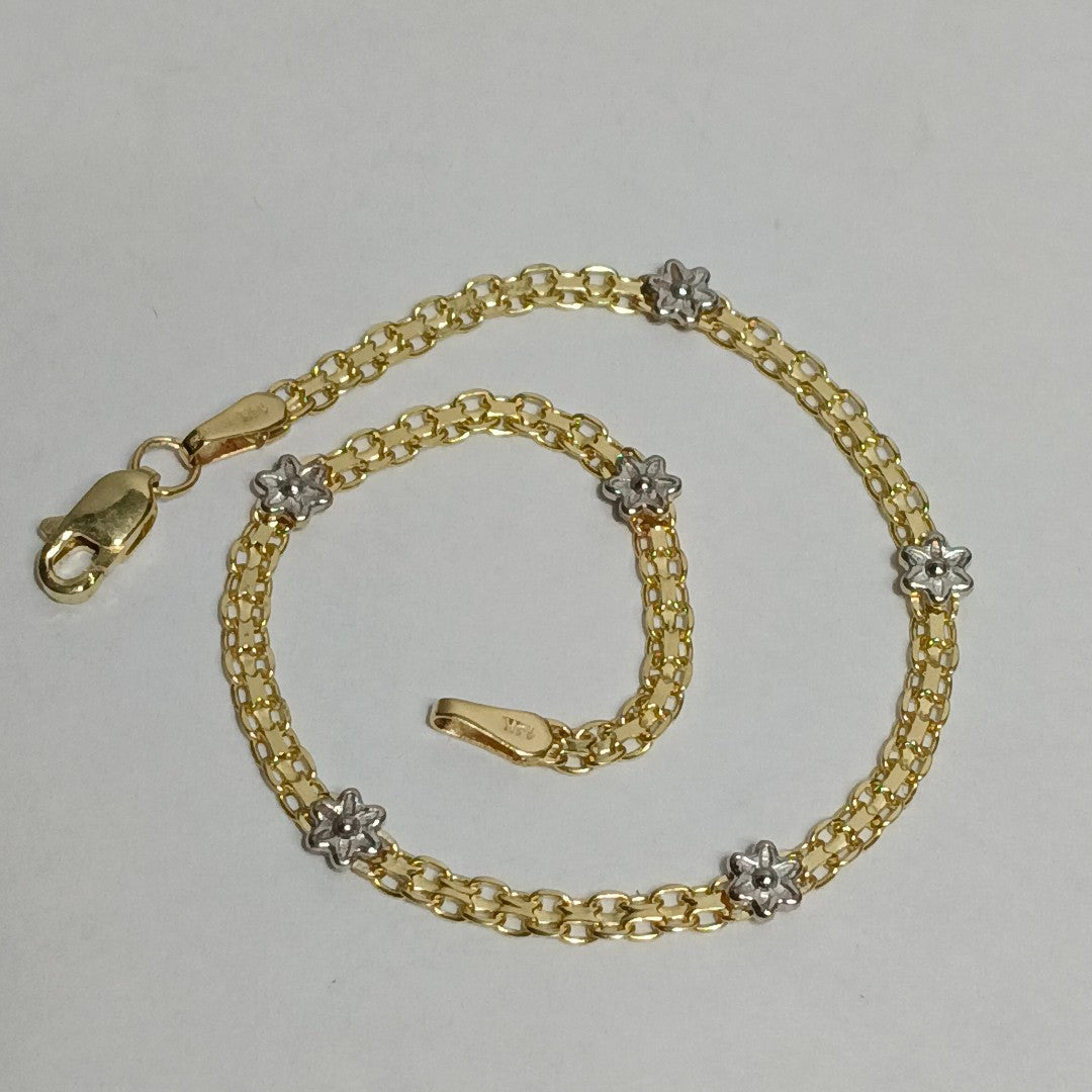PULSERA ESPECIAL C FLORES 14K 18 CM 2.9 GR (NUEVO)