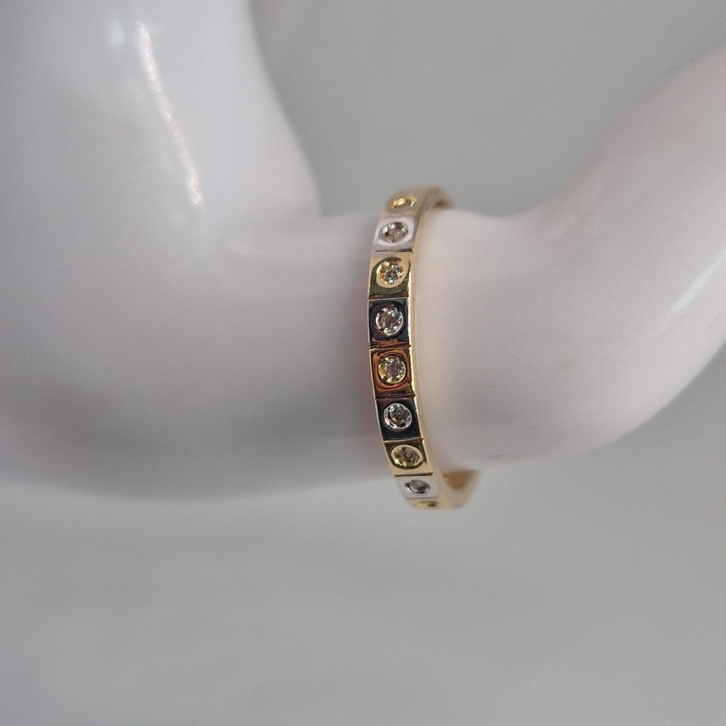 ANILLO ANILLITO C CIRCONIAS COMBINADO 14K 9 TALLA 2.1 GR (NUEVO)