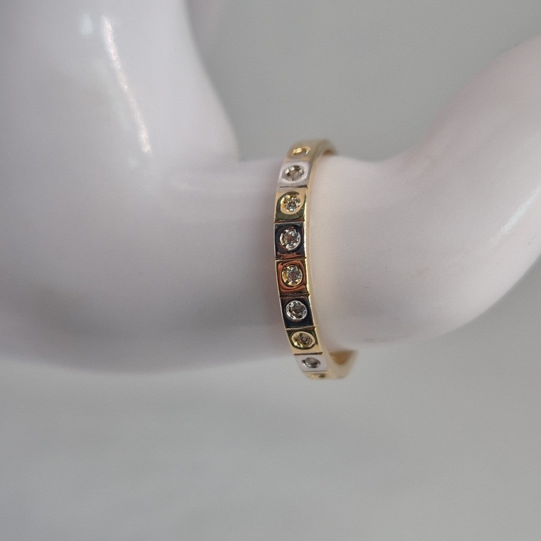ANILLO ANILLITO C CIRCONIAS COMBINADO 14K 9 TALLA 2.1 GR (NUEVO)