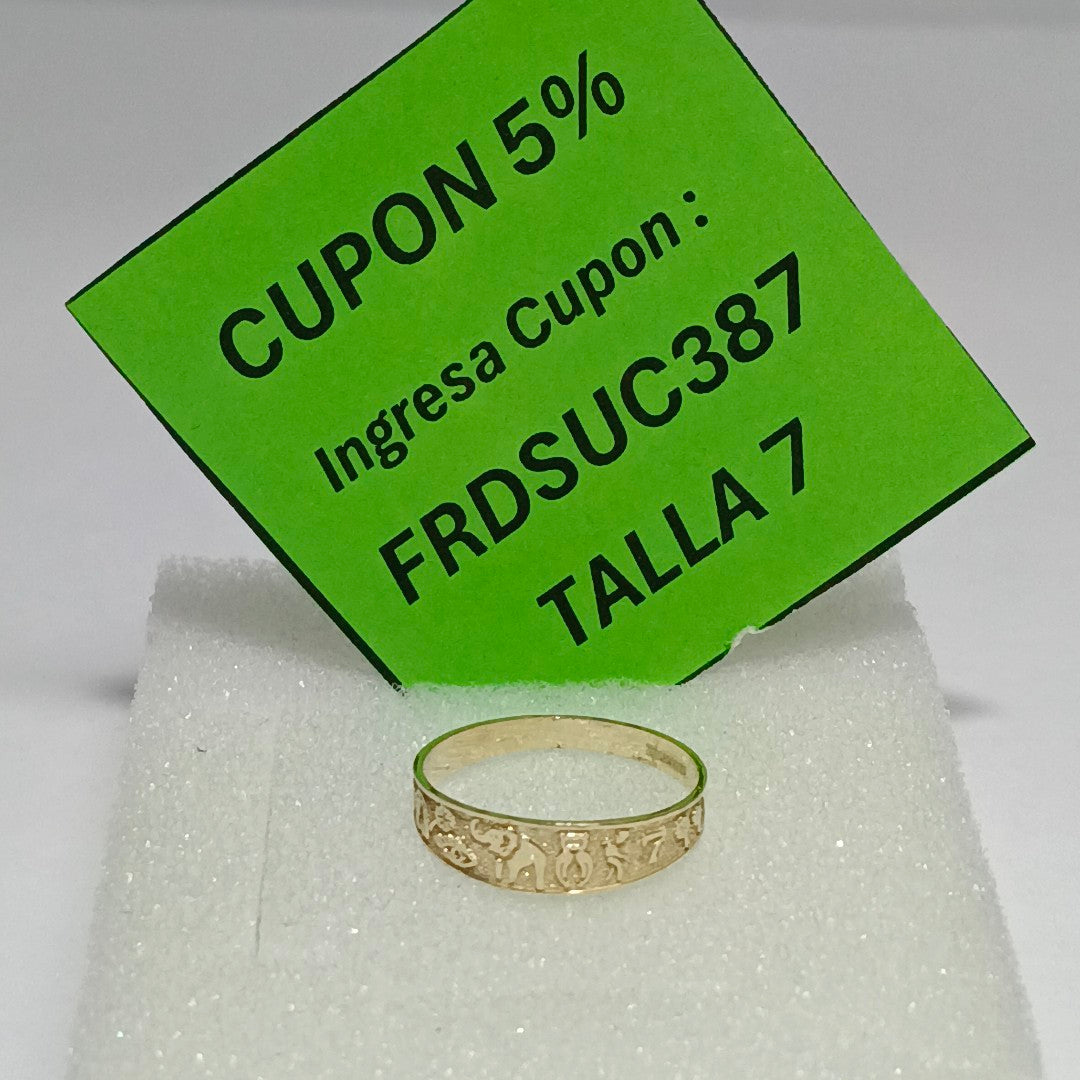 ANILLOS ARGOLLA DE LA SUERTE 10K TALLA 7 1.1 GR (NUEVO)