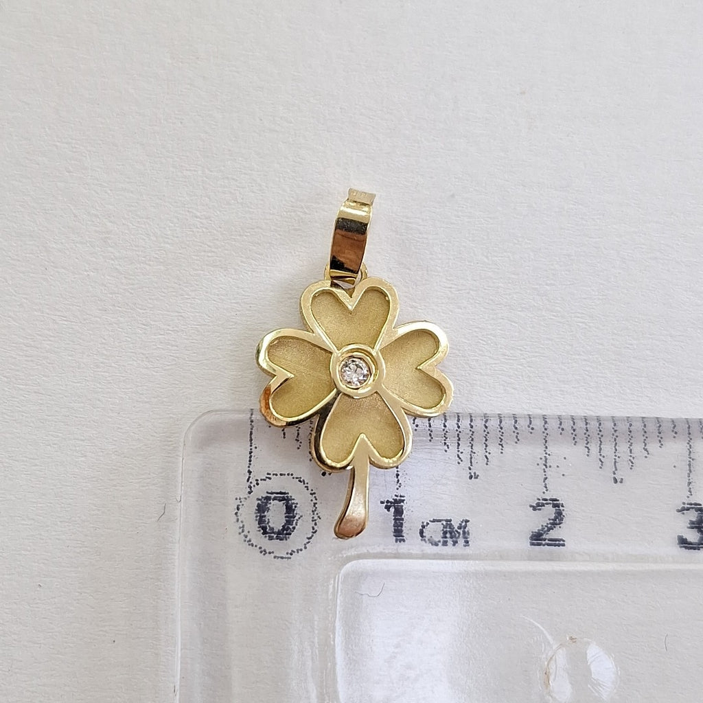 DIJE FIG TREBOL C CIRCONIA 14K 0.8 GR (NUEVO)