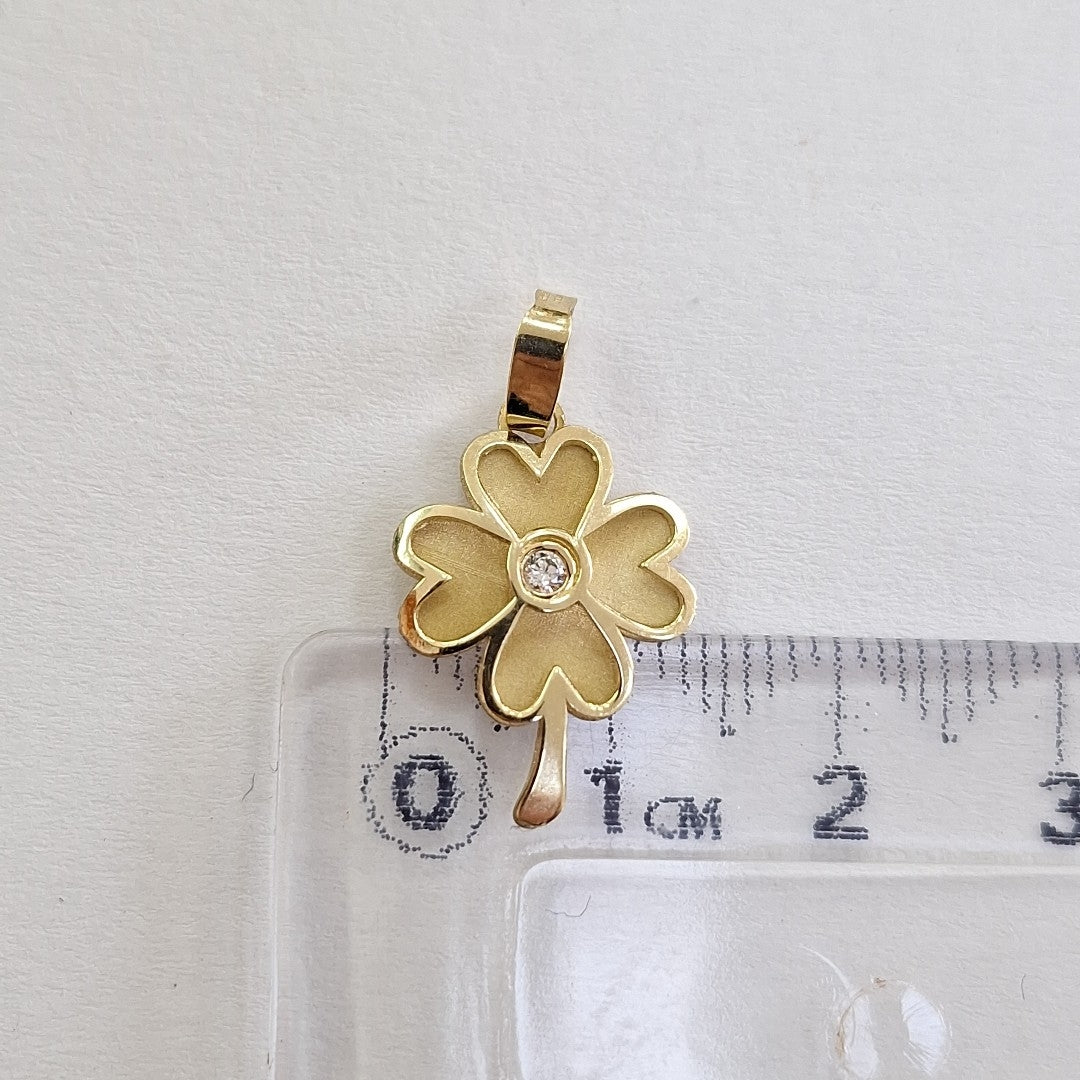 DIJE FIG TREBOL C CIRCONIA 14K 0.8 GR (NUEVO)