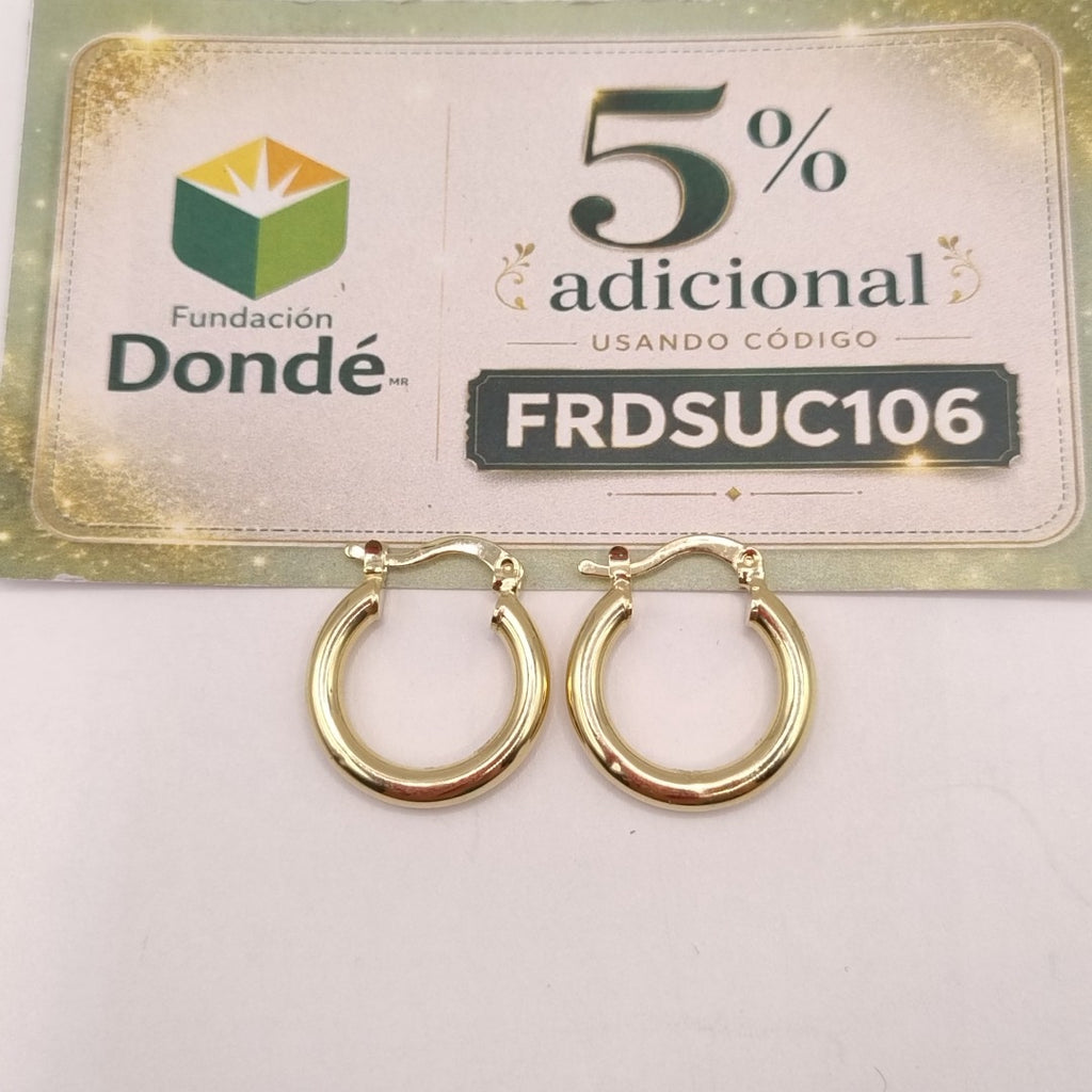 ARETES TEJIDO ARRACADAS LISAS 14K 1.6 GR (NUEVO)