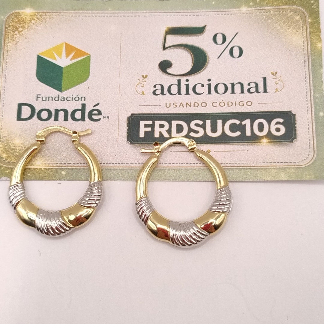 ARETES ARRACADAS HUECAS COMBINADAS 14K 2.6 GR (NUEVO)