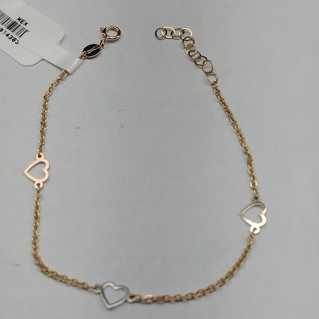 PULSERA ESPECIAL CON CORAZONES 10K 18 CM 1.2 GR (NUEVO)