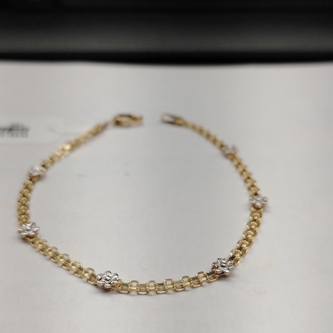 PULSERA ESPECIAL C FLORES 14K 18 CM 2.9 GR (NUEVO)