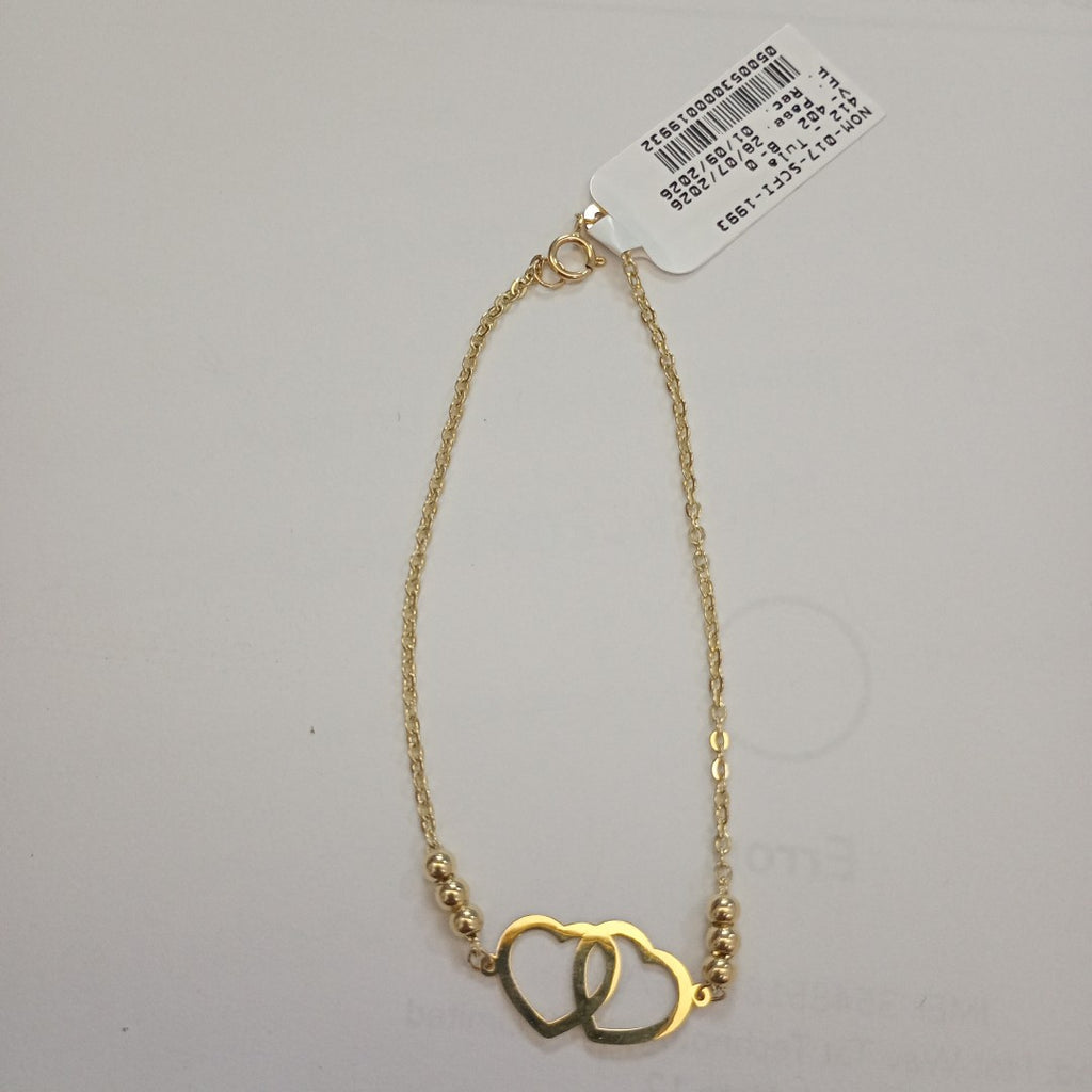 PULSERA TEJIDO ESPECIAL C CORAZONES 14K 18 CM 1.7 GR (NUEVO)