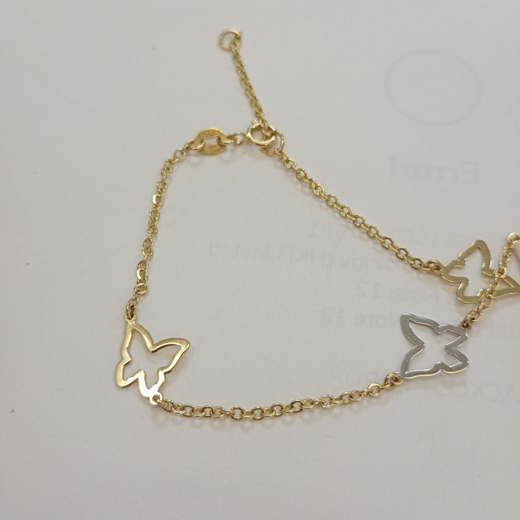 PULSERA ESPECIAL C MARIPOSAS 14K 18 CM 1.7 GR (NUEVO)