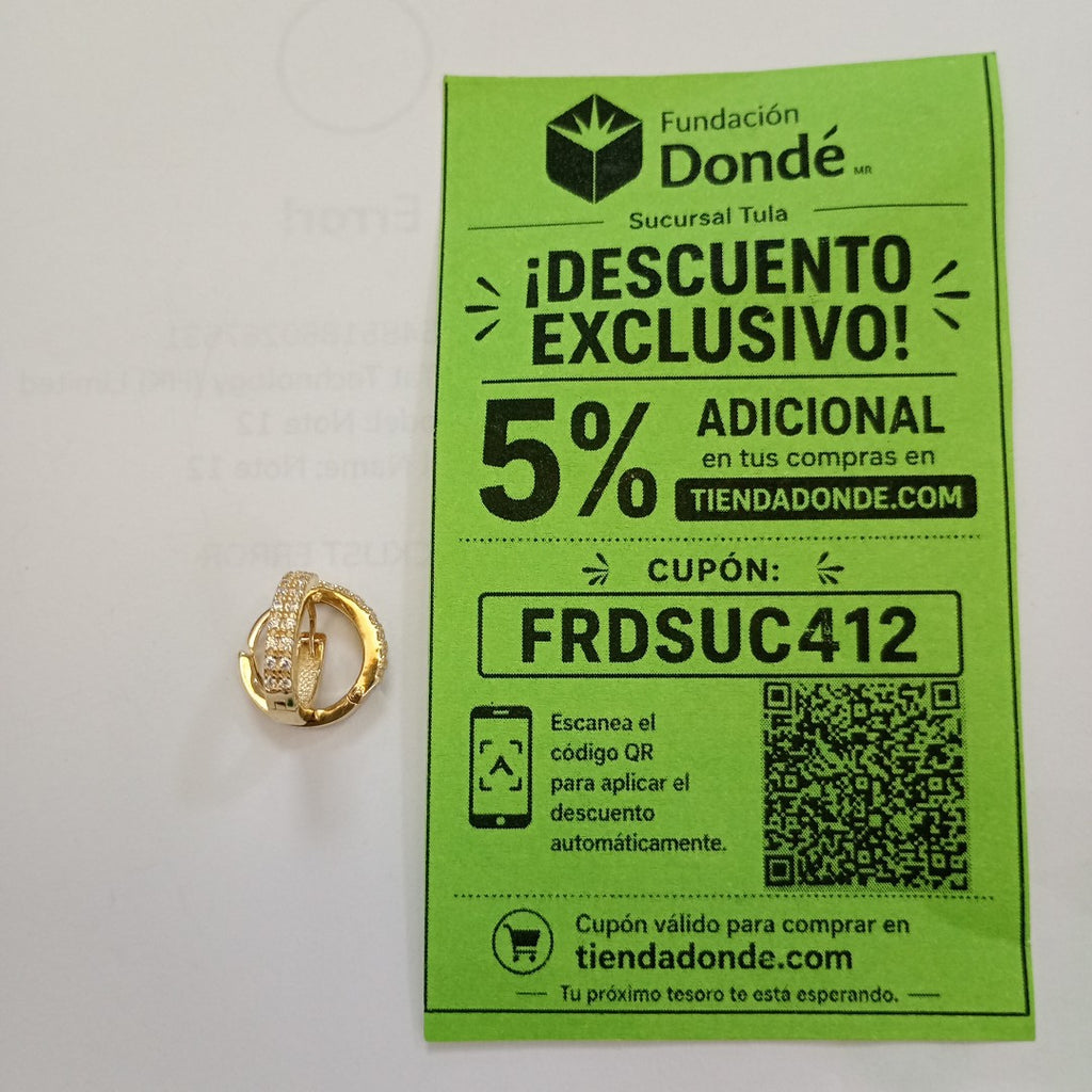 ARETES HUGGIES C CIRCONIA 14K 1.7 GR (NUEVO)