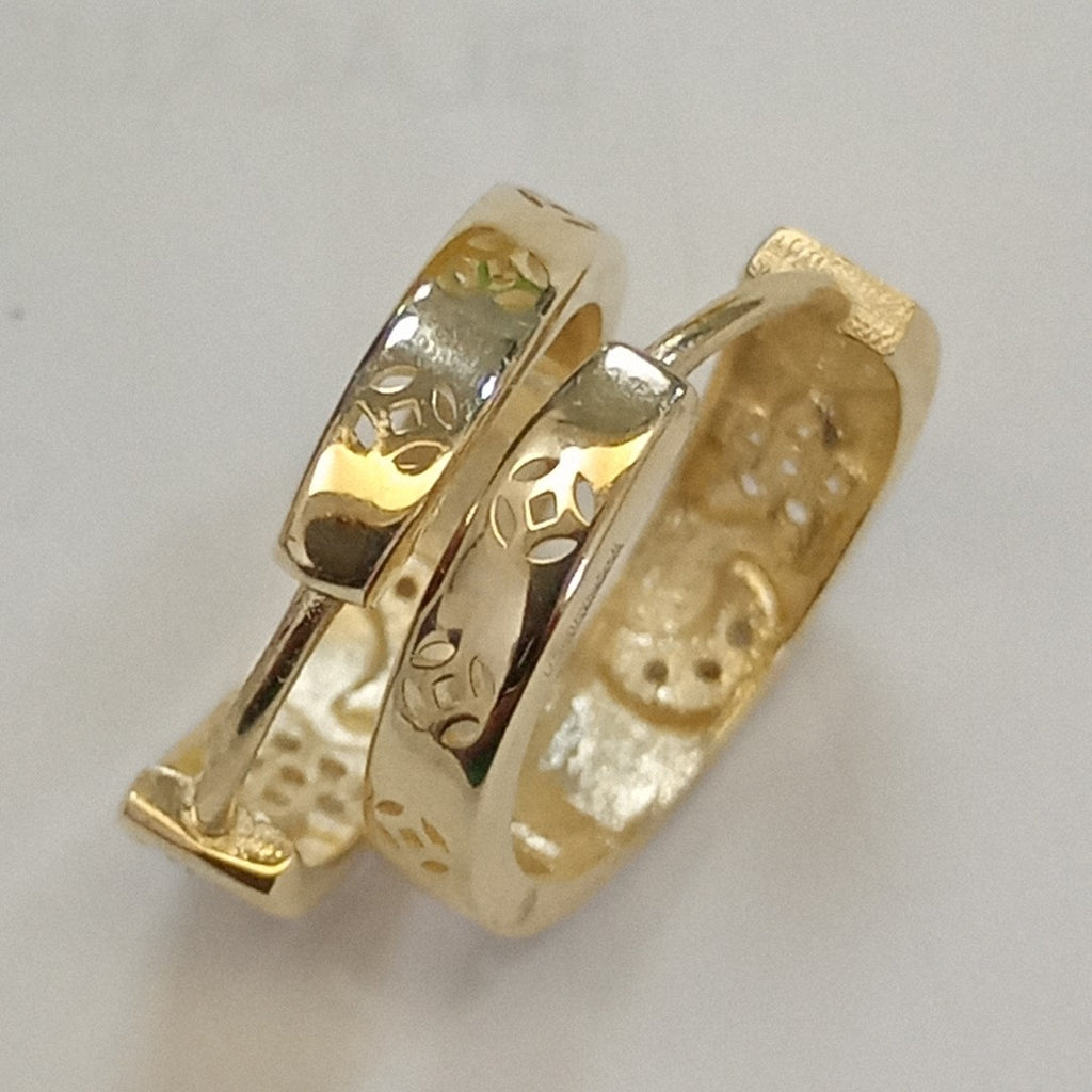 ARETES TEJIDO HUGGIES CON CIRCONIAS 14K 3 GR (NUEVO)