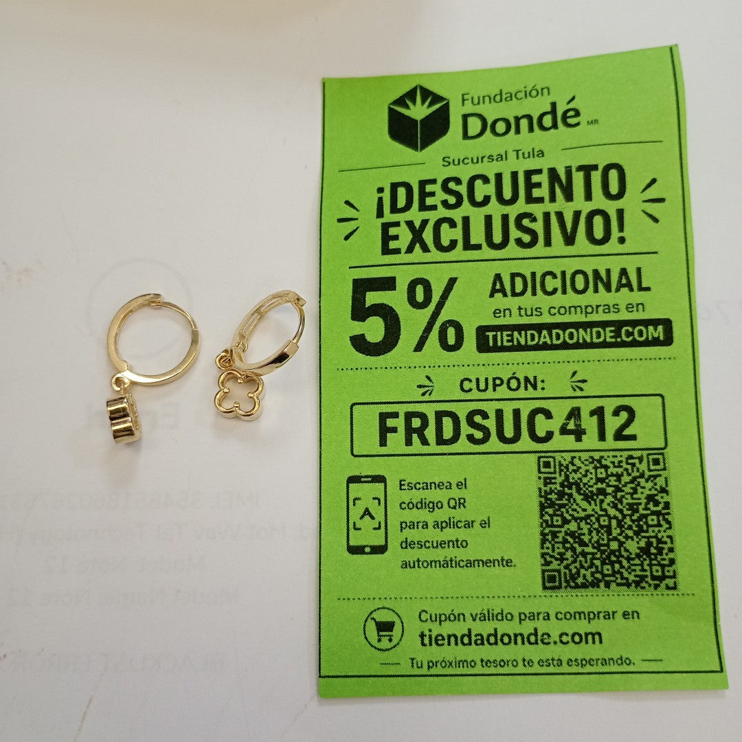 ARETES ARRACADAS CON DIJE 14K 2.4 GR (NUEVO)