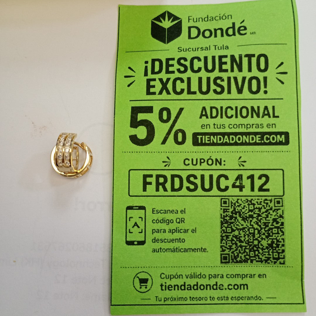 ARETES HUGGIES C CIRCONIAS 14K 1.7 GR (NUEVO)