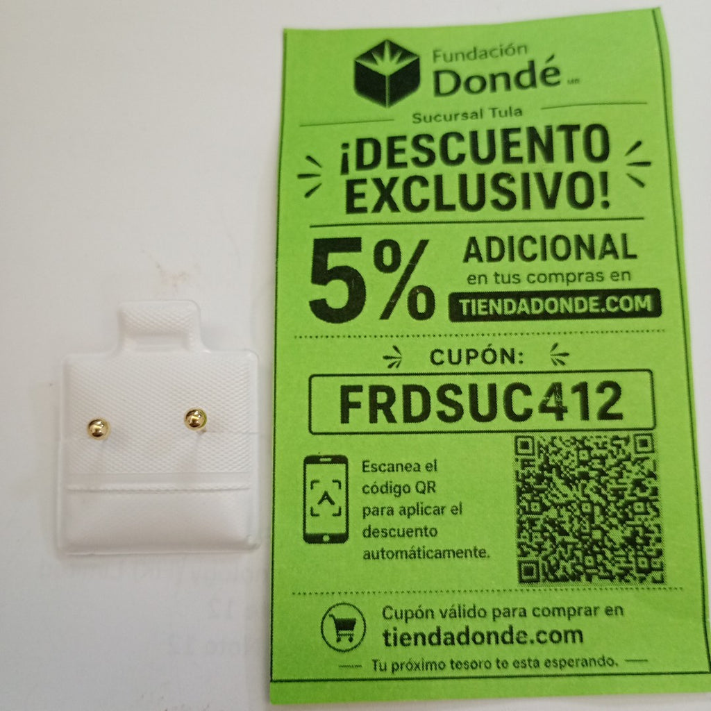BROQUELES BROQUEL FIG ESFERA 14K 0.1408 GR (NUEVO)