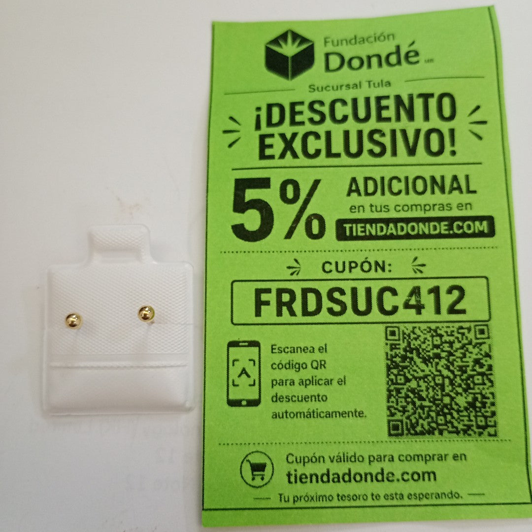 BROQUELES BROQUEL FIG ESFERA 14K 0.1408 GR (NUEVO)