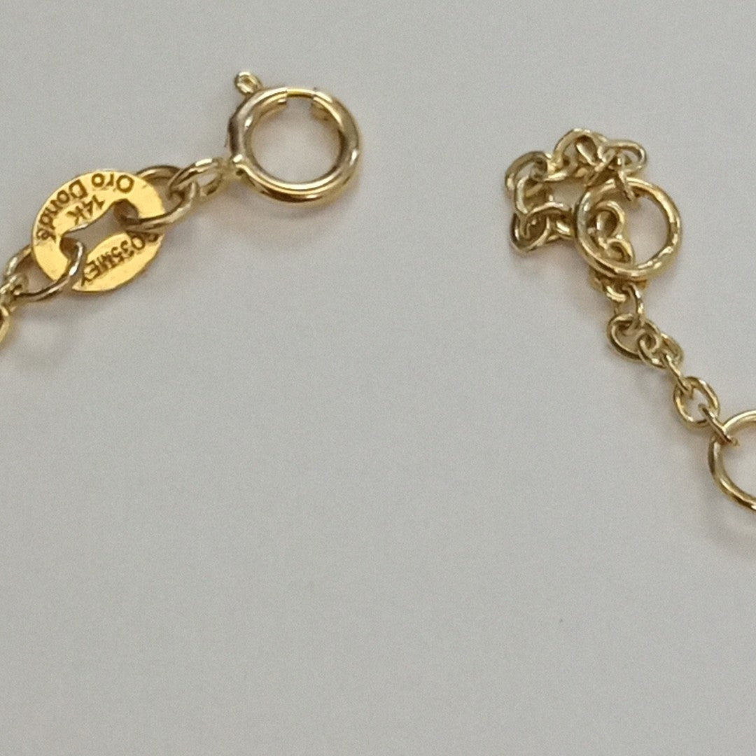 PULSERA ESPECIAL CON TREBOL 14K 18 CM 1.8 GR (NUEVO)
