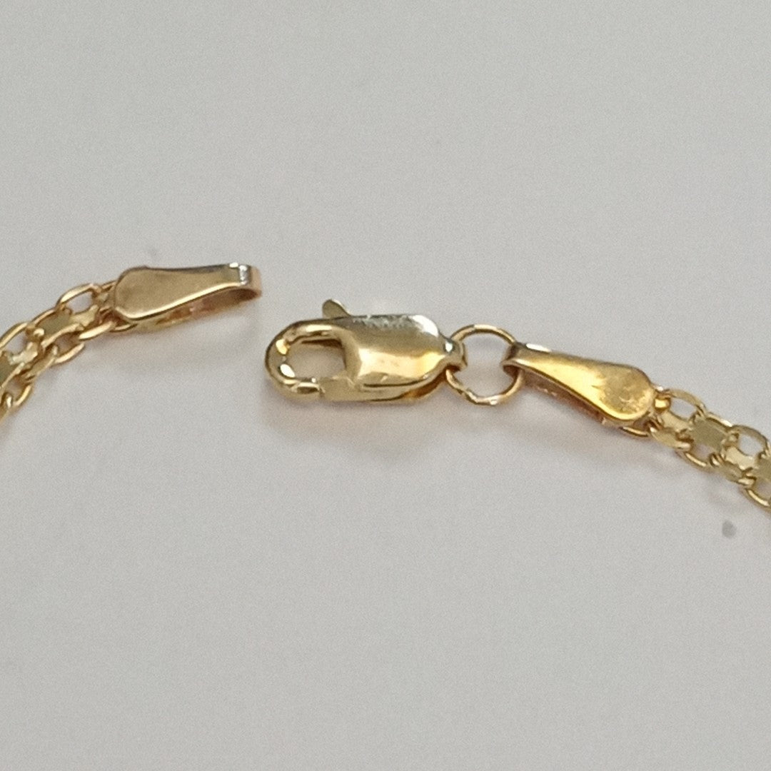 PULSERA TEJIDO ESPECIAL CON INFINITO Y CIRCONIAS 14K 18 CM 3.4 GR (NUEVO)