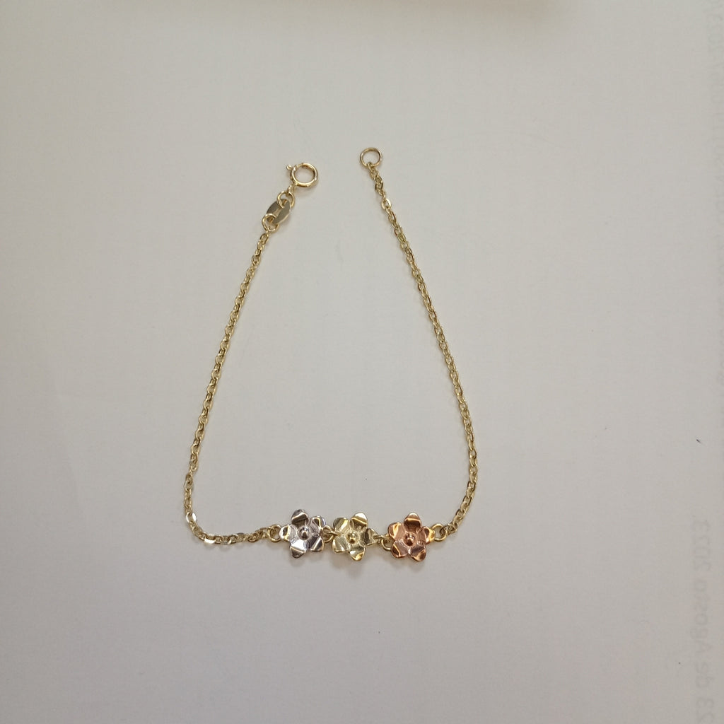 PULSERA TEJIDO ESPECIAL FIG FLORES 14K 18 CM 2 GR (NUEVO)