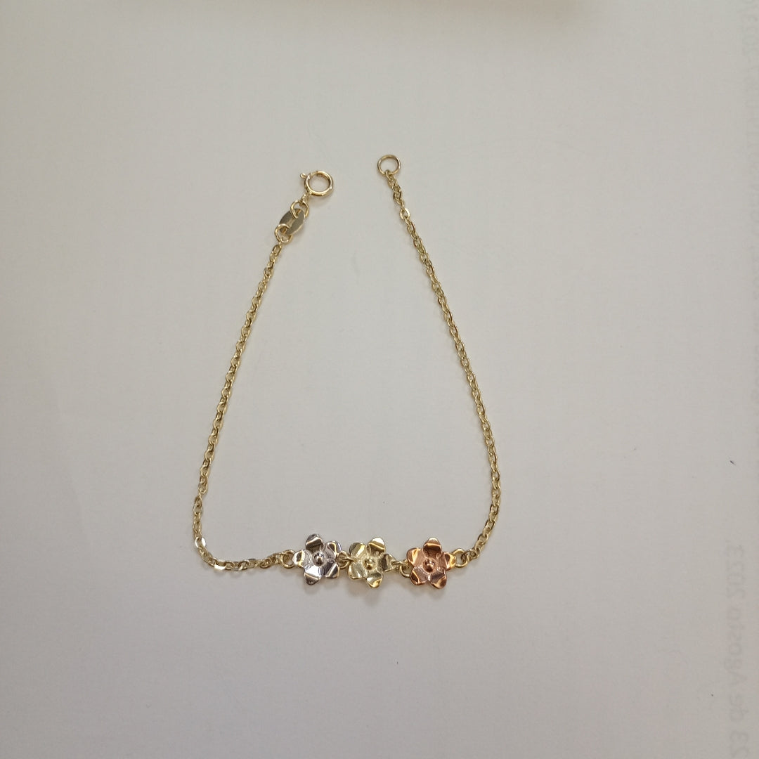 PULSERA TEJIDO ESPECIAL FIG FLORES 14K 18 CM 2 GR (NUEVO)