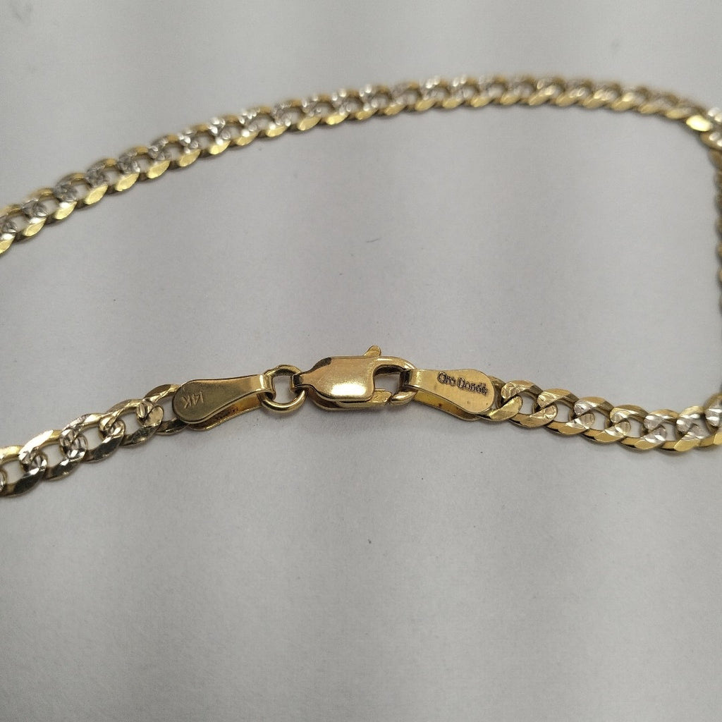 PULSERAS TEJIDO BARBADA DIAMANTADA ORO 14K 21 CM 5 GR (NUEVO)