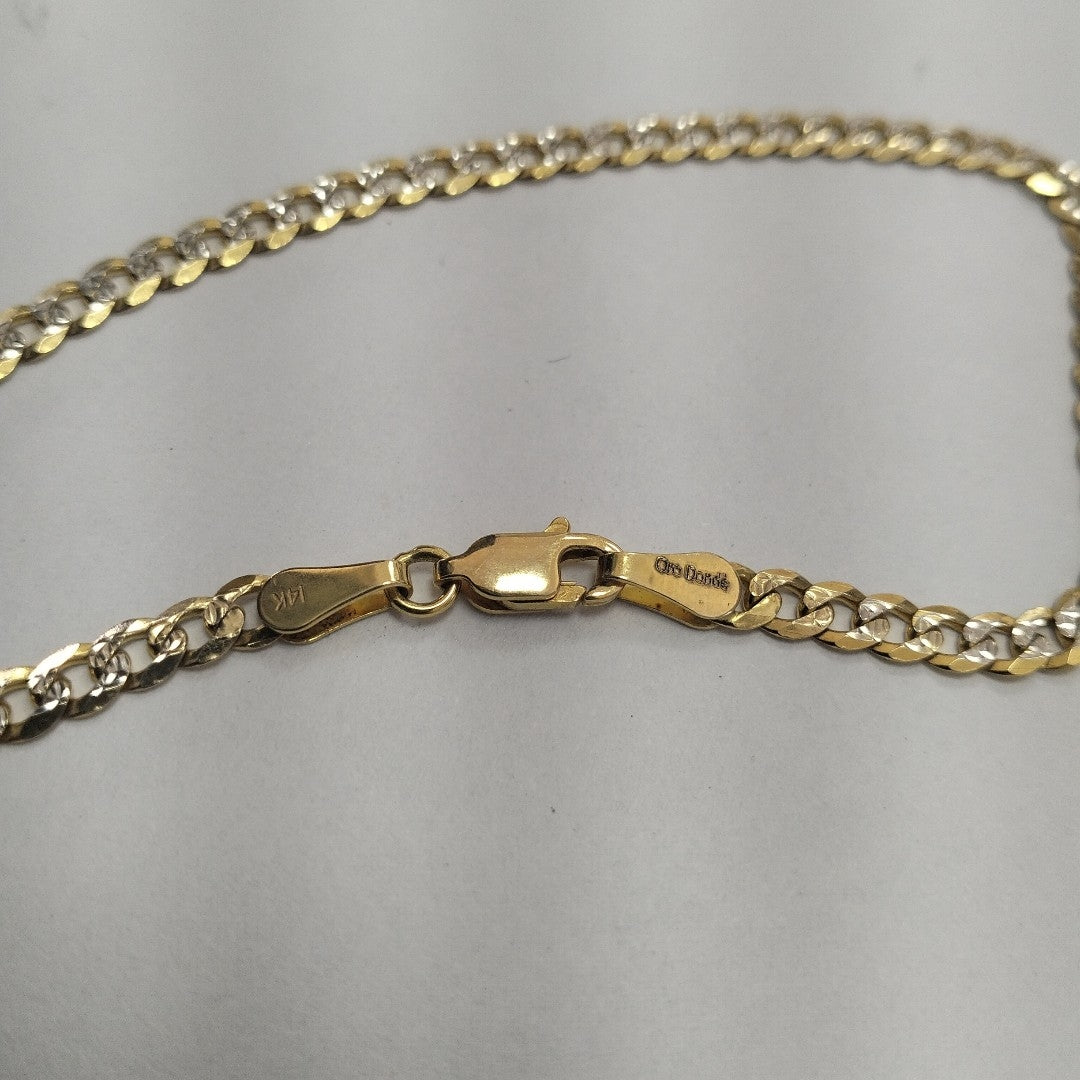 PULSERAS TEJIDO BARBADA DIAMANTADA ORO 14K 21 CM 5 GR (NUEVO)