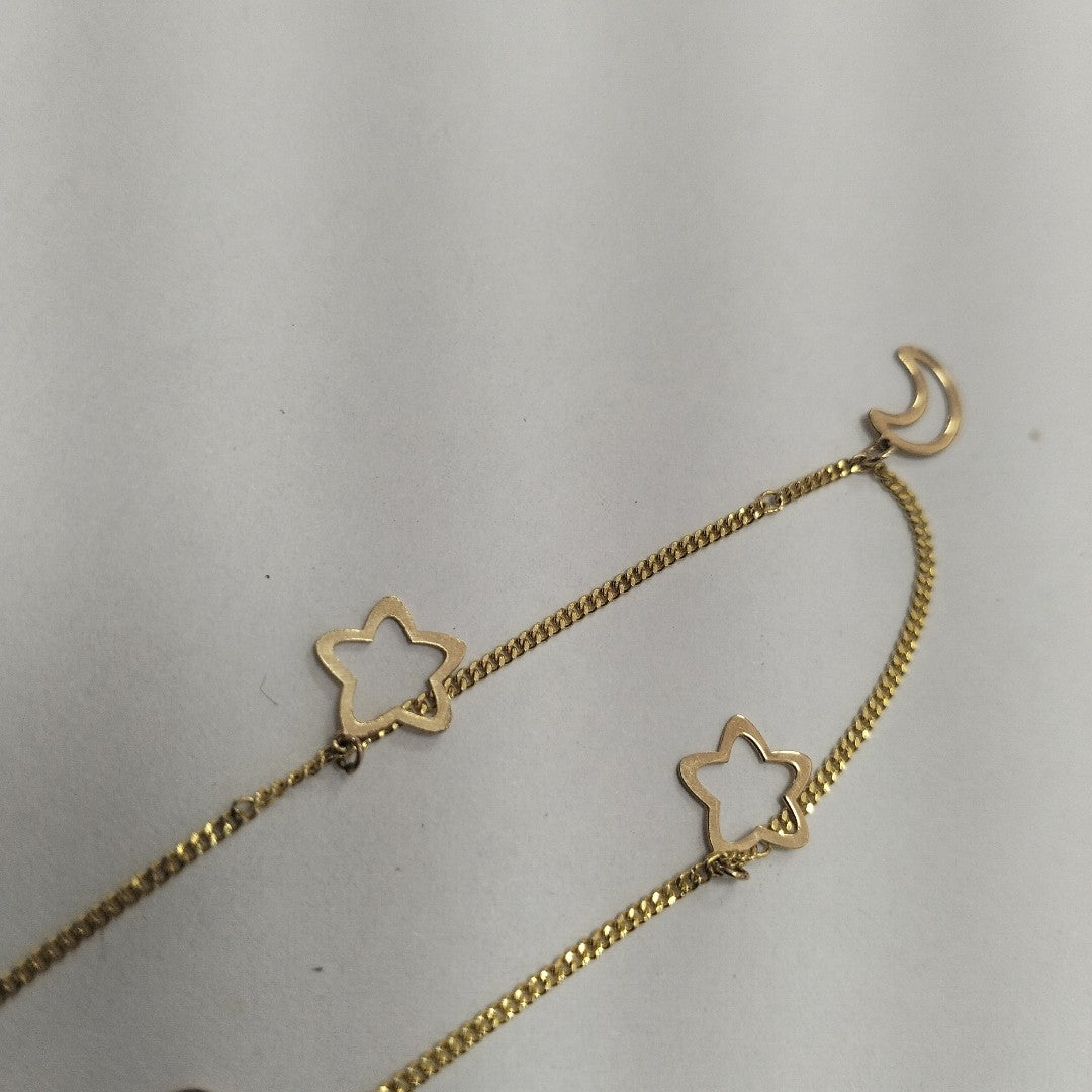 PULSERAS TEJIDO ESPECIAL C/DIJE ORO 10K 18 CM 0.9 GR (NUEVO)