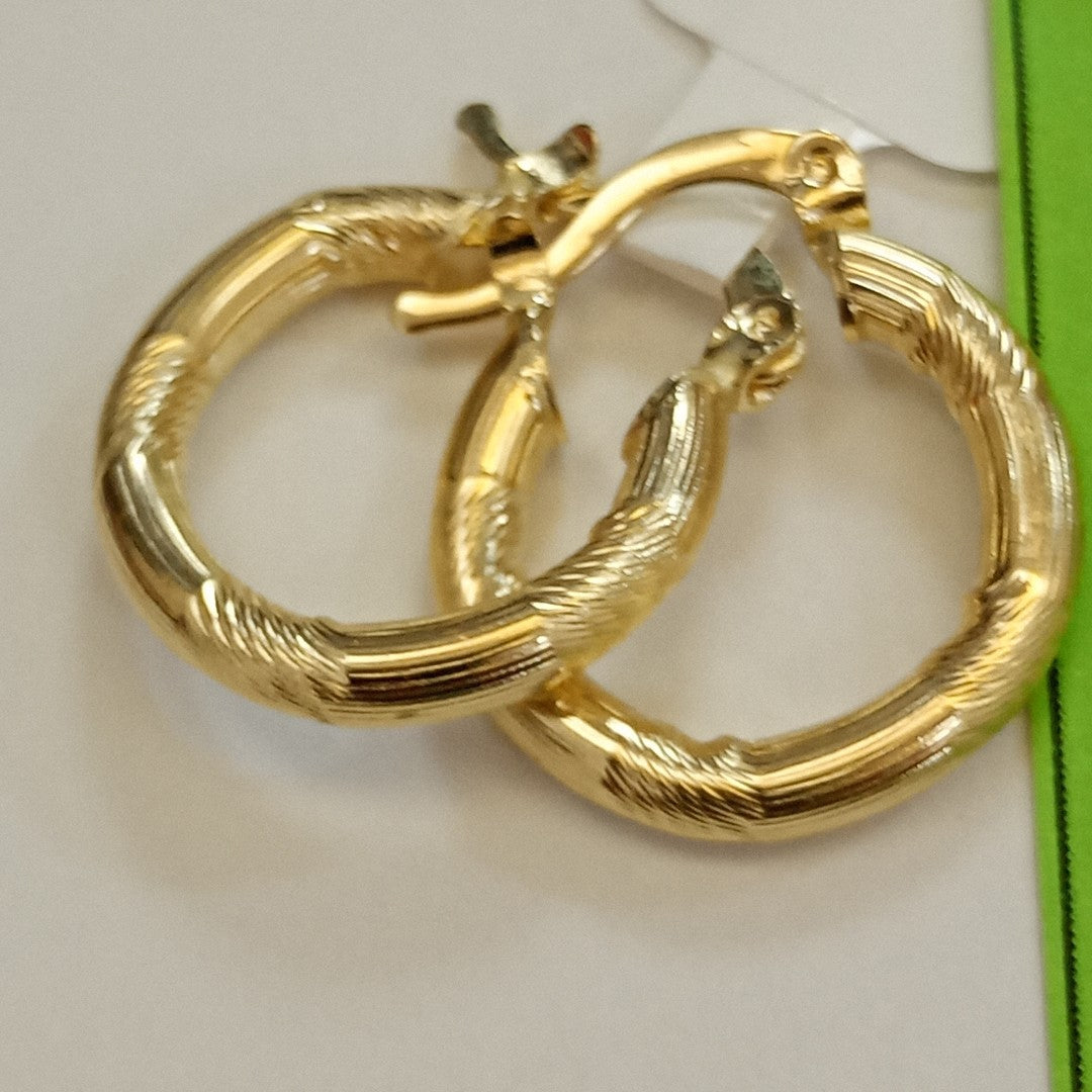ARETES TEJIDO ARRACADAS CON DISEÑO 14K 2.6 GR (NUEVO)