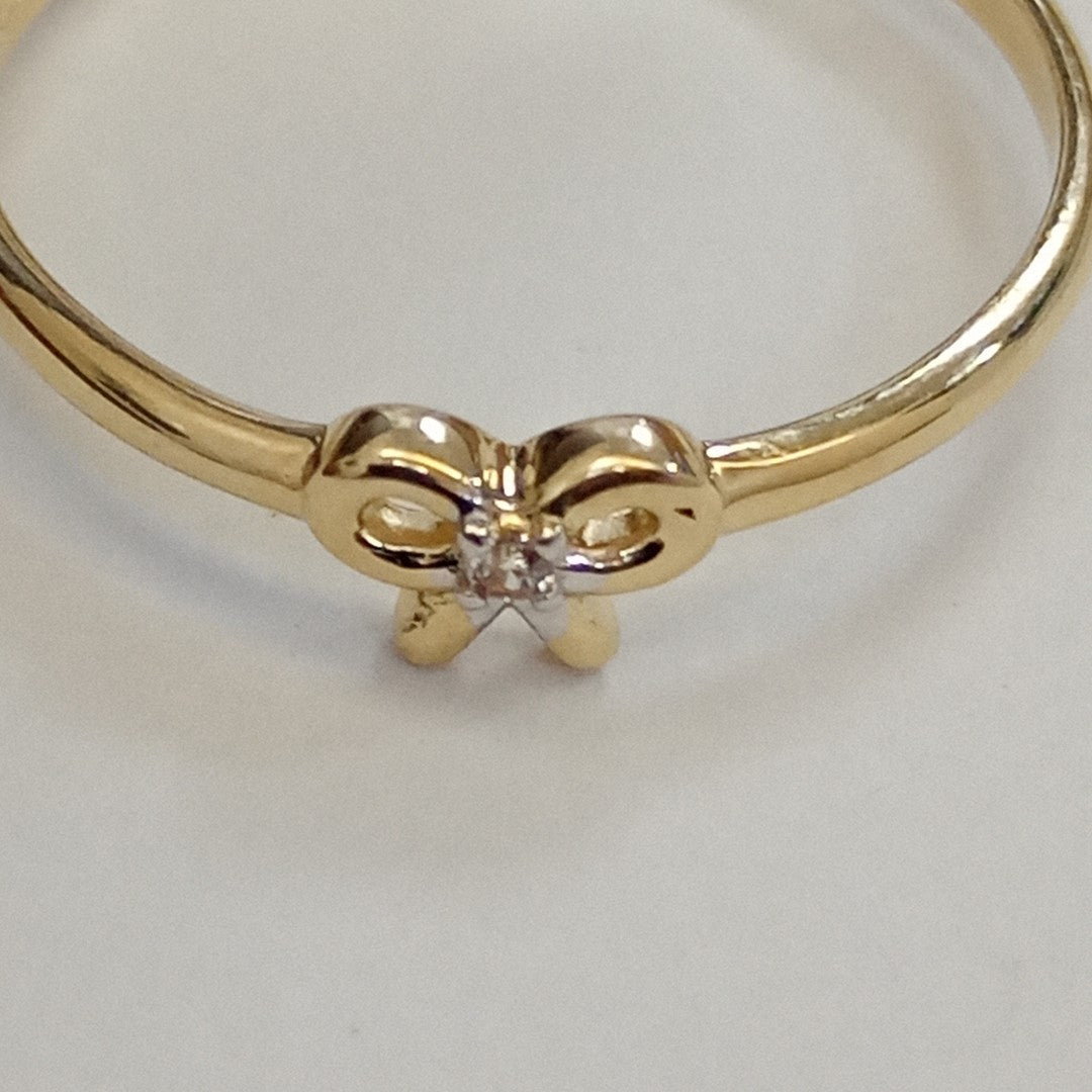 ANILLO ANILLITO FIG MOÑO C CIRCONIAS 14K 7 TALLA 1 GR (NUEVO)