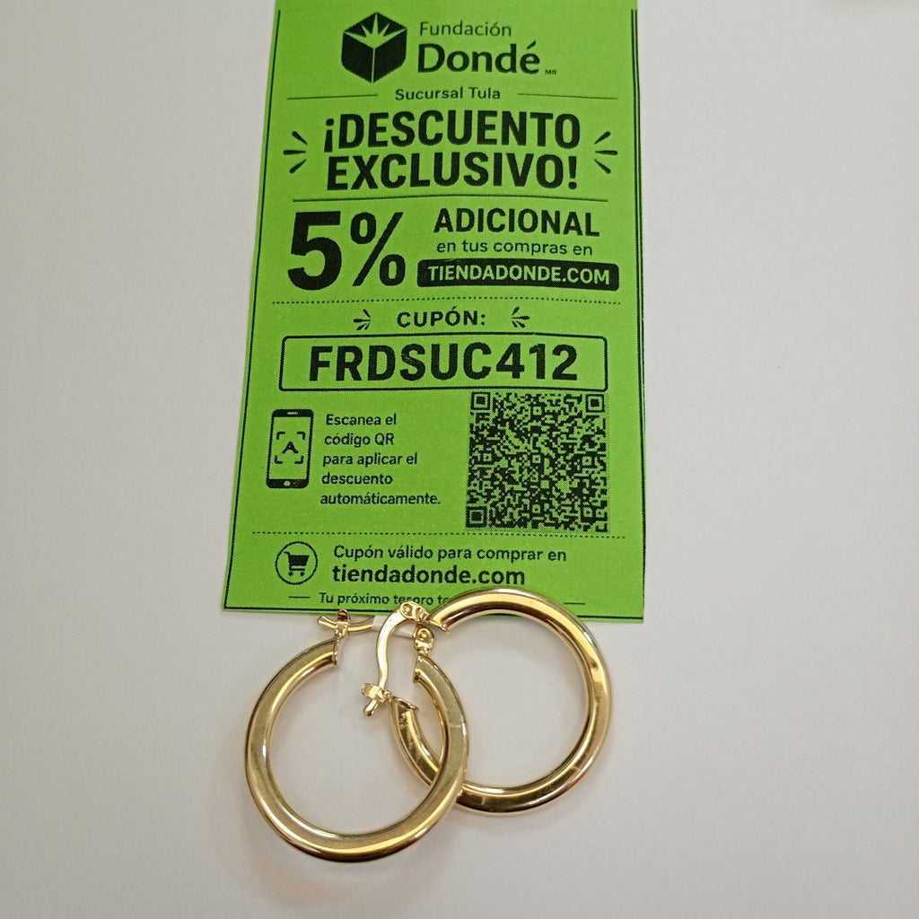 ARETES TEJIDO ARRACADA LISA 14K 2.1 GR (NUEVO)