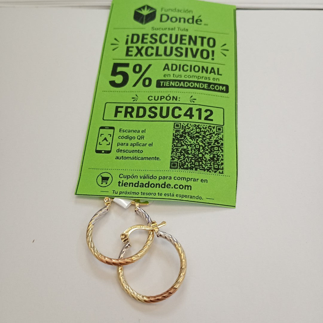 ARETES TEJIDO ARRACADAS TZL COMBINADAS 14K 1.8 GR (NUEVO)