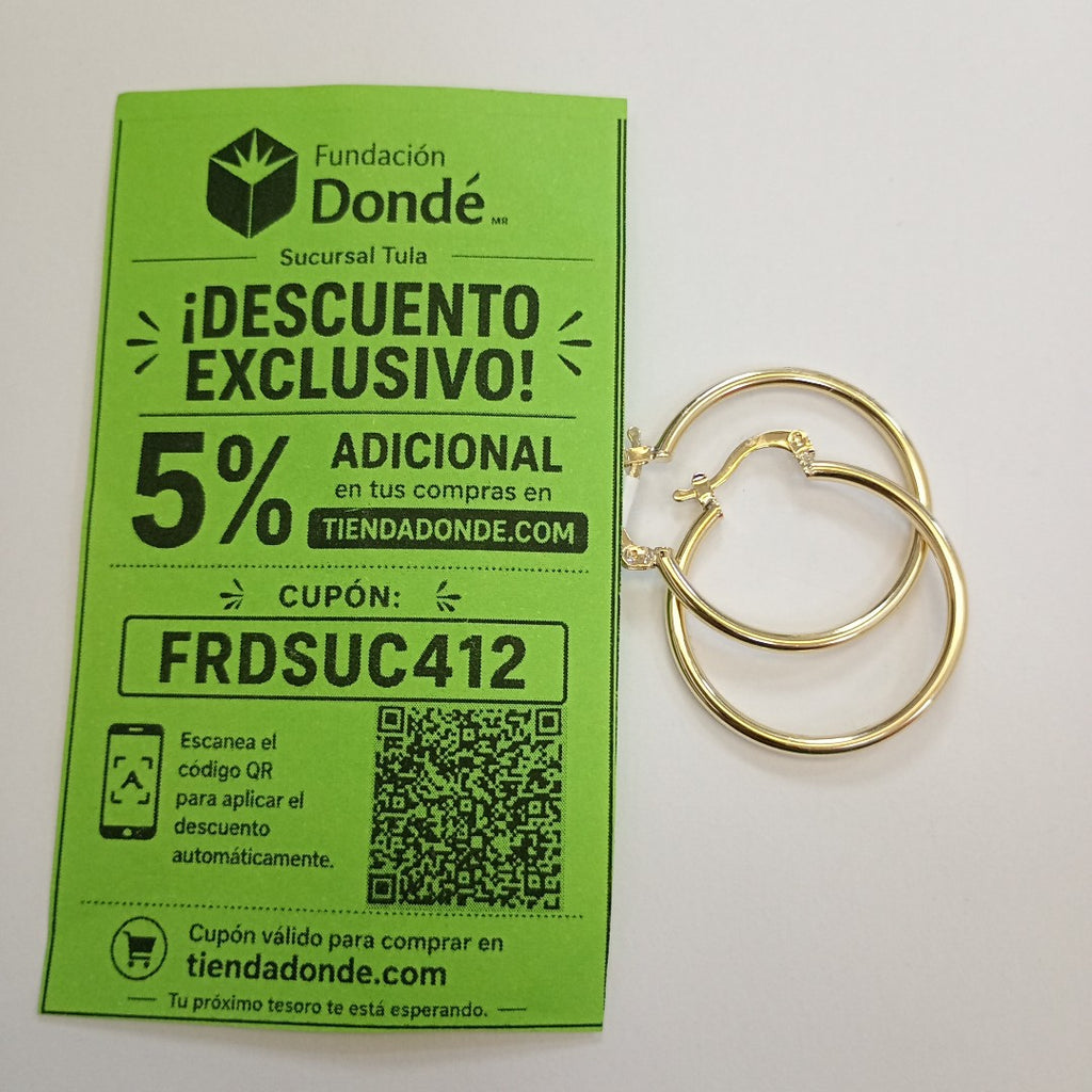 ARETES TEJIDO ARRACADAS LISAS 14K 1.6 GR (NUEVO)