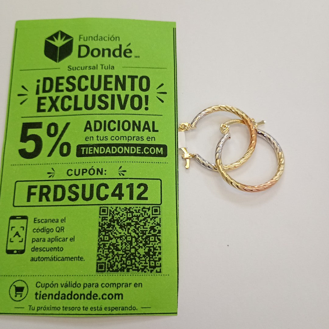 ARETES TEJIDO ARRACADAS TZL COMBINADAS 14K 1.8 GR (NUEVO)